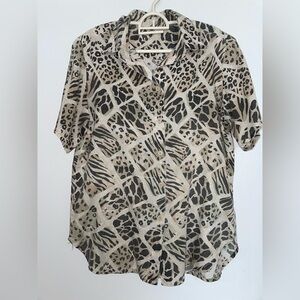 Animal print button up